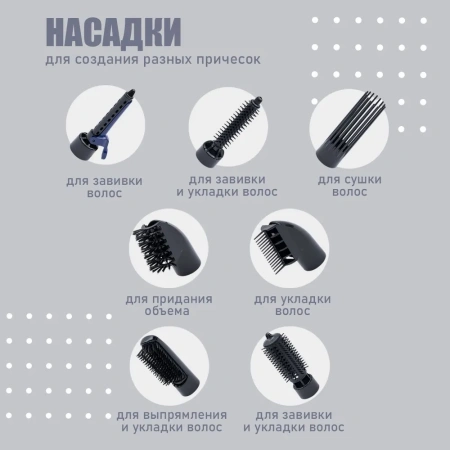 Фен Atlanta ATH-887 (фен-щетка) синий