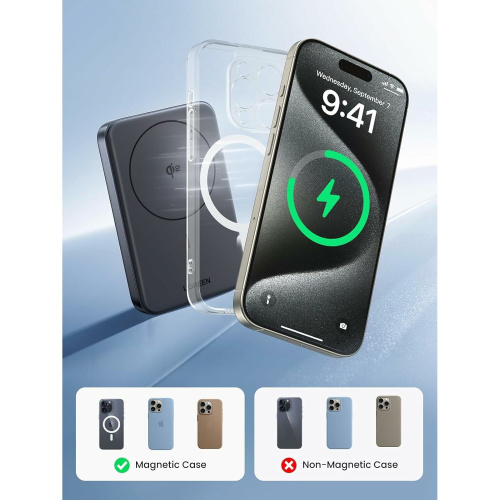 Внешний аккумулятор UGREEN PB761 (45763) 10000mAh MIni Magnetic Wireless 30W Power Bank Qi2 Gray