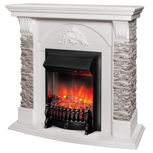 Электрокамин RealFlame Athena GR WT белый с очагом Fobos Lux Black RC
