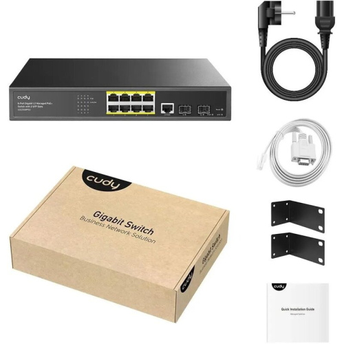Коммутатор управляемый Cudy GS2008PS2 (L2) 8x1Гбит/с 2SFP 8PoE+ 120W
