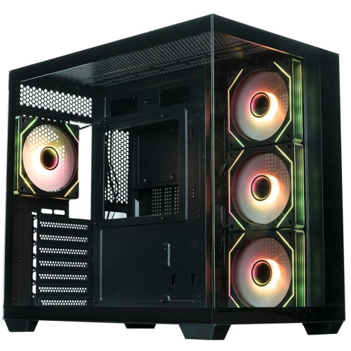 Корпус XASTRA QW500 4ARGB-C10-UC Black (QW500-4FM12A-C10-UC) ATX/Aquarium/Screewless/4x120mm ARGB PWM FM fans/Argb+PWM HUB 10port/Type-C
