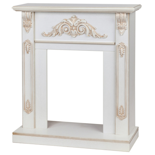 Портал каминный из МДФ RealFlame Anita WT дуб белый с золотой патиной, под очаги (Majestic, Fobos, Eugene, 3D Olympic)