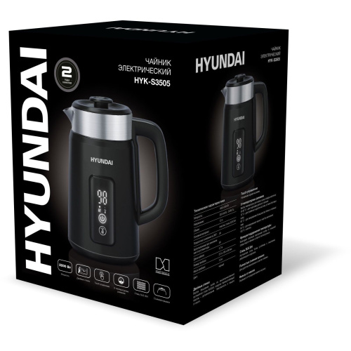 Электрочайник Hyundai HYK-S3505 1.5л. черный металл