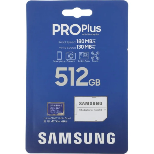 Карта памяти Samsung MB-MD512SA Pro Plus microSDXC 512GB V30 + adapter