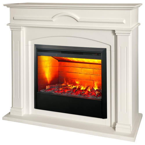 Электрокамин RealFlame Mirra 26 WT пастельно-белый с очагом 3D Helios 26