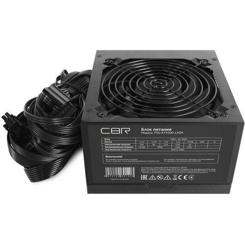 Блок питания CBR PSU-ATX500-12GM ATX 500W 80+ Bronze, APFC, 0.6mm, 20+4pin, 1*8-pin(4+4P), 2*6+2pin, 4*SATA, 4*IDE, 12cm fan, черный