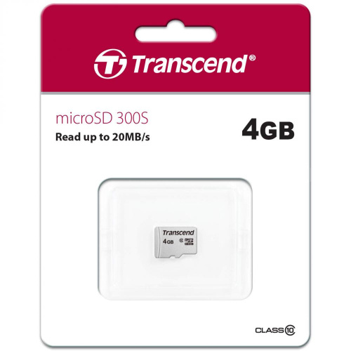 Карта памяти Transcend TS4GUSD300S micro SDHC 300S 4GB Class 10 без адаптера