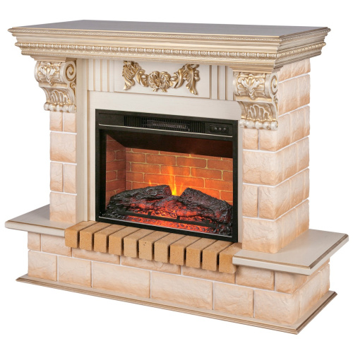 Электрокамин RealFlame Gracia 24/25,5 WT белый дуб с золотой патиной с очагом Irvine 24