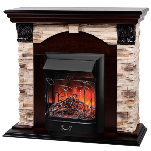 Электрокамин RealFlame Dublin Rock AO античный дуб с очагом Majestic Lux Black RC