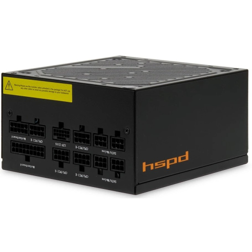 Блок питания HSPD HST-1000GF-BK 1000W 80+ Gold (ATX, 2.52, Full modular, 1x24(20+4)pin 600mm, 2xCPU 8(4+4)pin 700mm, 2xPCIe*2 8(6+2)pin