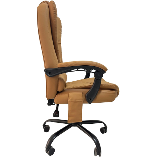 Кресло Cactus CS-CHR-OC05M-BR с вибромассажем бежевый эко кожа с подголов. крестовина