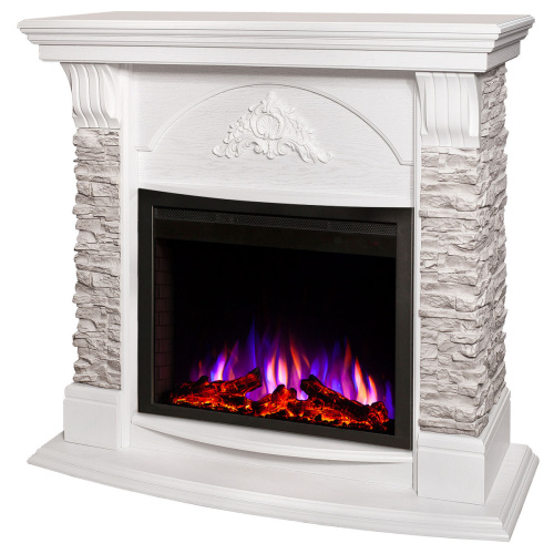 Электрокамин RealFlame Athena GR WT белый с очагом Saphir 25,5