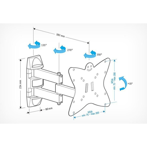 Кронштейн для телевизора Holder LCDS-5038 металлик 20"-37" до30кг поворот и наклон