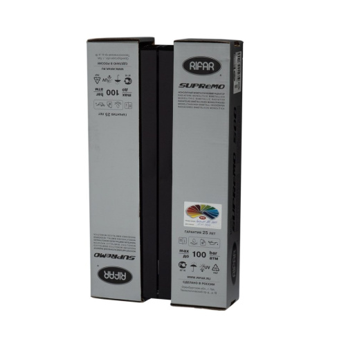 Биметаллический радиатор отопления Rifar Supremo Ventil SVR 350 4 секции нижнее правое подключение антрацит