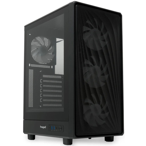 Корпус HSPD M510 (M510-TGBK-ARGB), без БП, Mesh Mid Tower, Black, TG, 0.5 SPCC, 4x120mm ARGB ATX, mITX 180/280/160mm 1x2.5", 7xPCI 2xUSB-A 3.0