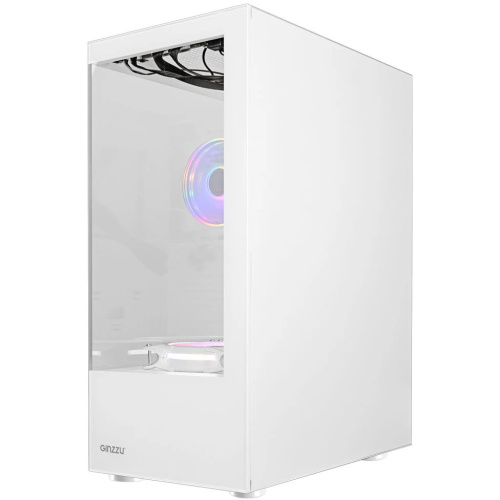 Корпус Ginzzu CL310 ATX Fan 3*12LD4 FRGB передняя панель cтекло белый