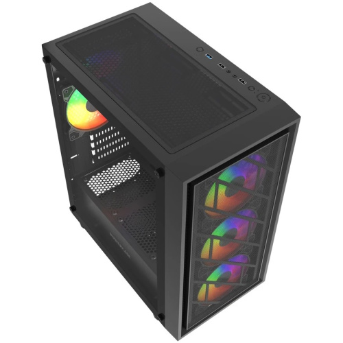 Корпус Powercase Mistral Micro EM16 (CMMEM16B-L4), Tempered Glass, 4x120mm FRGB fan, чёрный, mATX