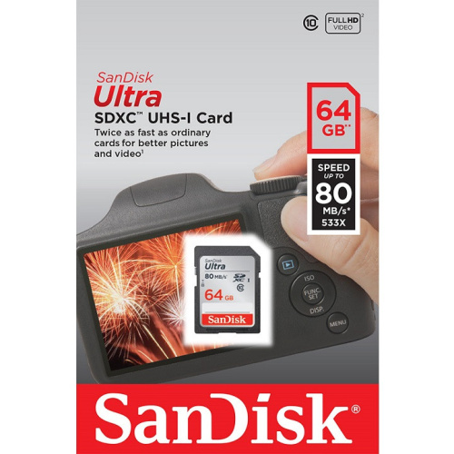 Карта памяти SanDisk SDSDUNR-064G-GN6IN SD 64GB SDXC Class 10 UHS-I U1 Ultra 100MB/s
