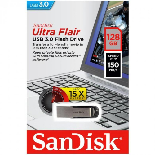 Flash Drive SanDisk CZ73 Ultra Flair 128GB USB 3.0, Metal (SDCZ73-128G-G46)