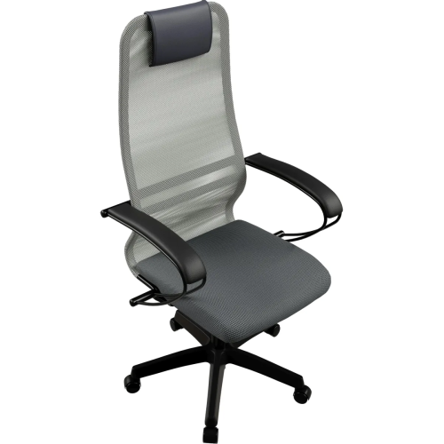 Кресло Метта SU-B-8 (Z3F2.12.1.222) светло-серый сиденье светло-серый сетка с подголов. крестов. металл хром