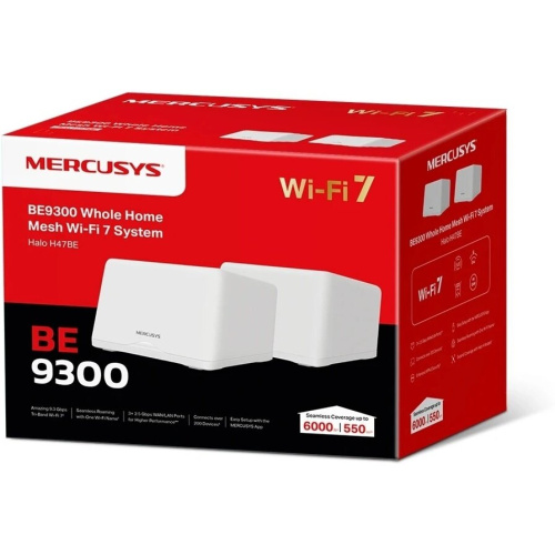 Бесшовный Mesh роутер Mercusys Halo H47BE(2-Pack) BE9300 10/100/1000BASE-TX белый