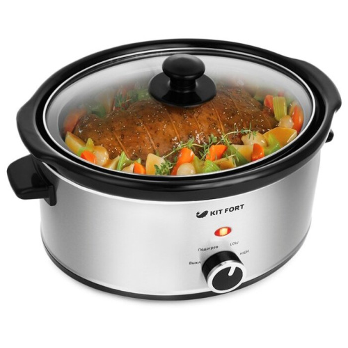 Медленноварка Kitfort КТ-208 серебристый/черный