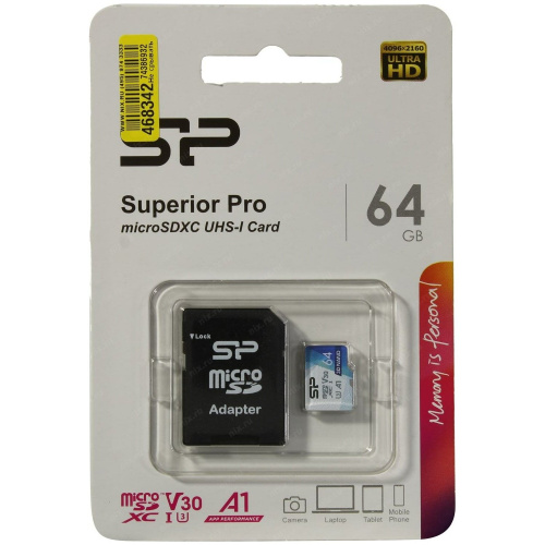 Карта памяти Silicon Power Superior (SP256GBSTXDV3V20SP) 256GB A1 microSDXC Class 10 UHS-I U3 100/80 Mb/s (SD адаптер)