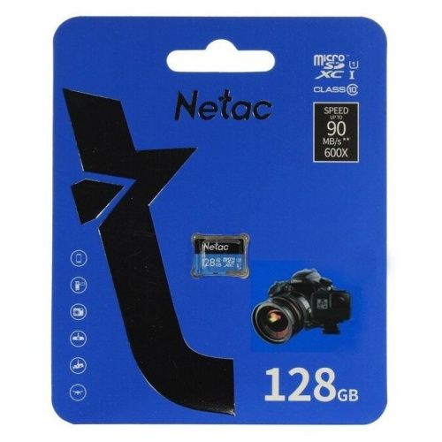 Карта памяти microSDXC Netac P500 (NT02P500STN-128G-R) 128GB (с SD адаптером) 80MB/s