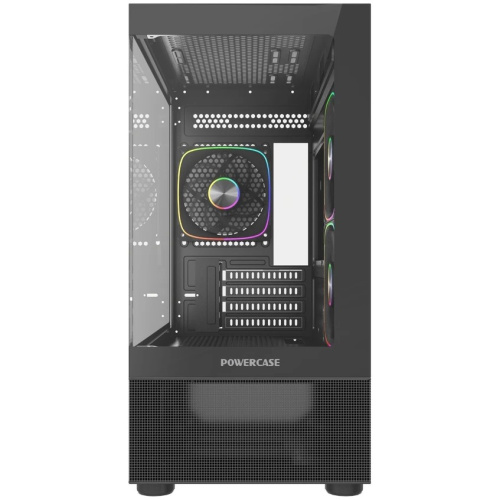 Корпус Powercase Vision Micro M2 ARGB (CVMBM2-A3), Tempered Glass, 3x 120mm ARGB PWM Fan, чёрный, mATX