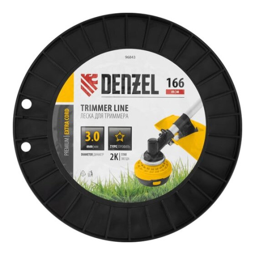 Леска для садовых триммеров Denzel 96843 d-3мм L-166м