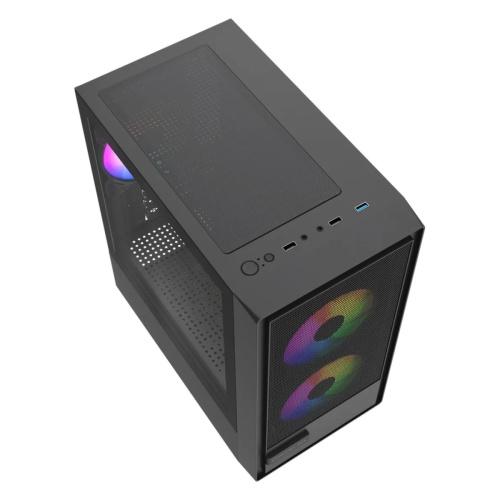 Корпус Powercase Mistral SM02 (CMMSM02B-L3), Tempered Glass, 3x120mm FRGB fans, чёрный, mATX