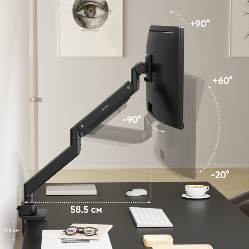 Кронштейн для мониторов Onkron G130 черный 17"-57" макс.27кг настольный поворот и наклон