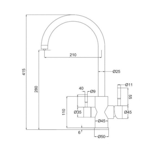 Смеситель для кухни Olive's Balear 13445BL с каналом для питьевой нерж.сталь