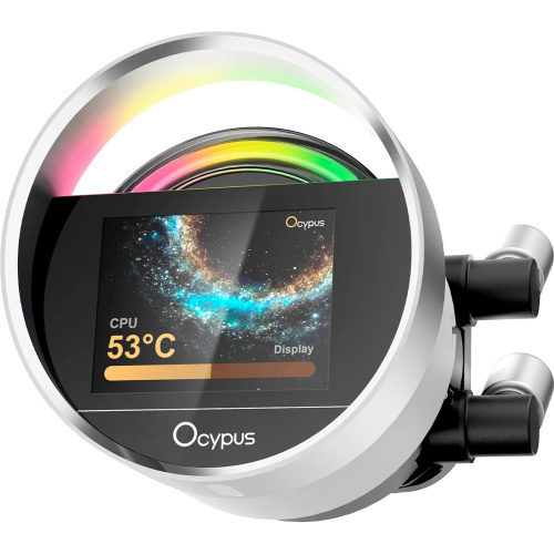 СВО Ocypus Sigma L24 WH ARGB, 240mm, LCD Pump 2.4", 2x120mm ARGB fans, LGA115X/1200/1700/18XX, AM4/AM5