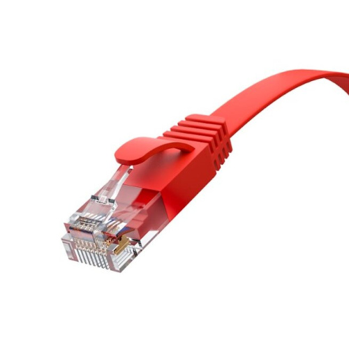 Патч-корд Greenconnect Prof GCR-52851 плоский прямой 10.0m, UTP медь RJ45, кат.6, красный