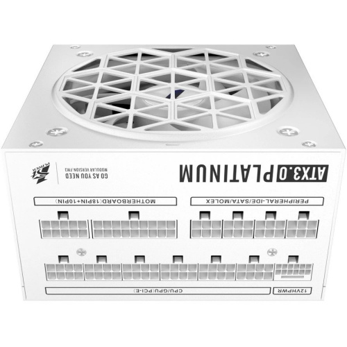 Блок питания 1STPLAYER NGDP Platinum 1300W White (HA-1300BA3-WH) / ATX3.0, APFC, 80 Plus Platinum, SR + LLC + DC-DC, 120mm fan, full modular