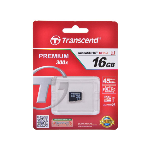 Карта памяти Transcend TS16GUSDCU1 micro SDHC Premium 16GB UHS-I Class 10 U1 без адаптера