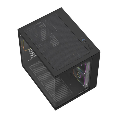 Корпус Powercase Vision Micro M5CB (CVMM5CHB-A3), Tempered Glass, Type-C, 3x 120mm ARGB PWM Fan, ARGB+PWM HUB, чёрный, mATX