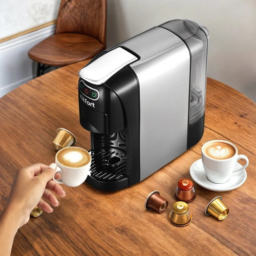 Кофеварка капсульная KitFort КТ-7508 серебристый