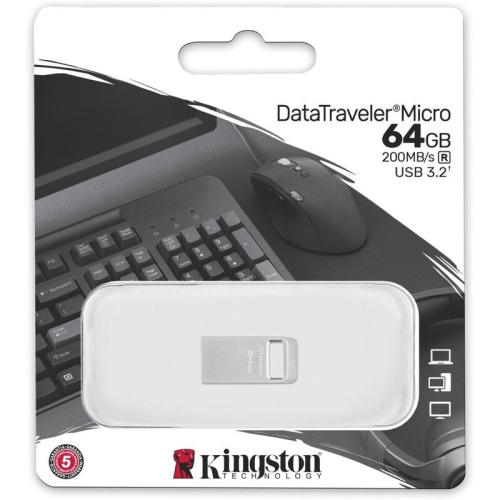 USB-флешка Kingston DTMC3G2/64GB DataTraveler 64GB 3.0 металл серебристый