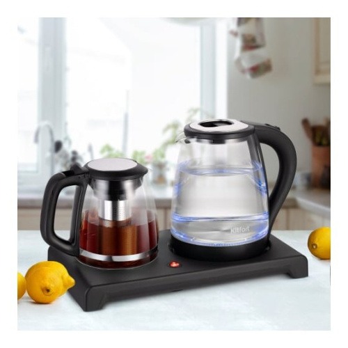 Чайный набор Kitfort КТ-6179 2л. черный (корпус стекло)