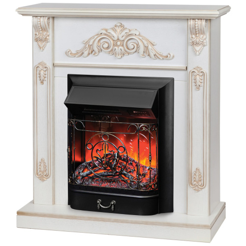 Электрокамин RealFlame Anita WT дуб белый с золотой патиной с очагом Majestic Lux Black RC