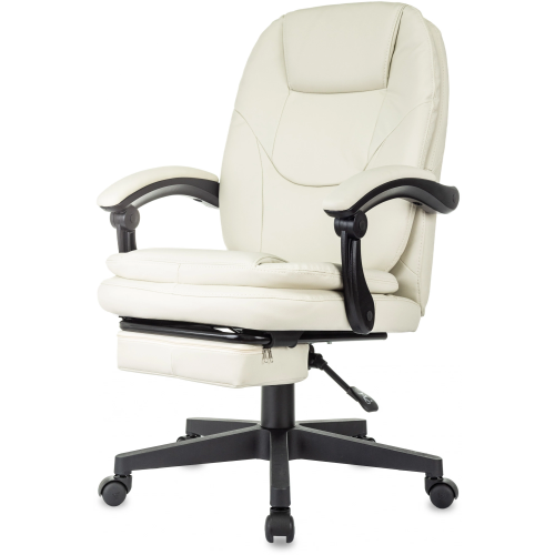 Кресло руководителя Бюрократ CH-868N-BF (CH-868N-BF/Ivory-PU) слоновая кость эко.кожа крестов. пластик подст.для ног