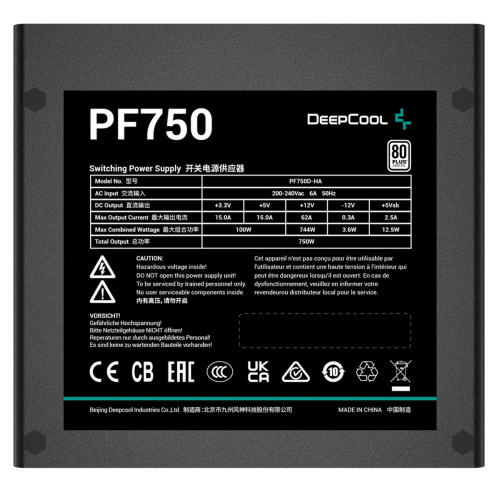 Блок питания Deepcool PF750 (R-PF750D-HA0B-WDEU)