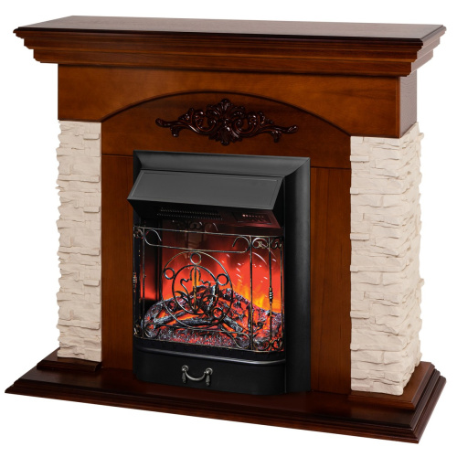 Электрокамин RealFlame Neapolis NT орех с очагом Majestic Lux Black RC