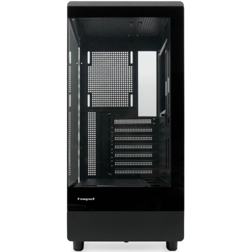Корпус HSPD F510 (F510-TGBK), без БП, Panoramic Mid Tower, Black, TG, 0.5 SPCC, no fans ATX, mITX 180/280/160mm 1x2.5", 7xPCI 1xUSB-A 3.0, 1.0